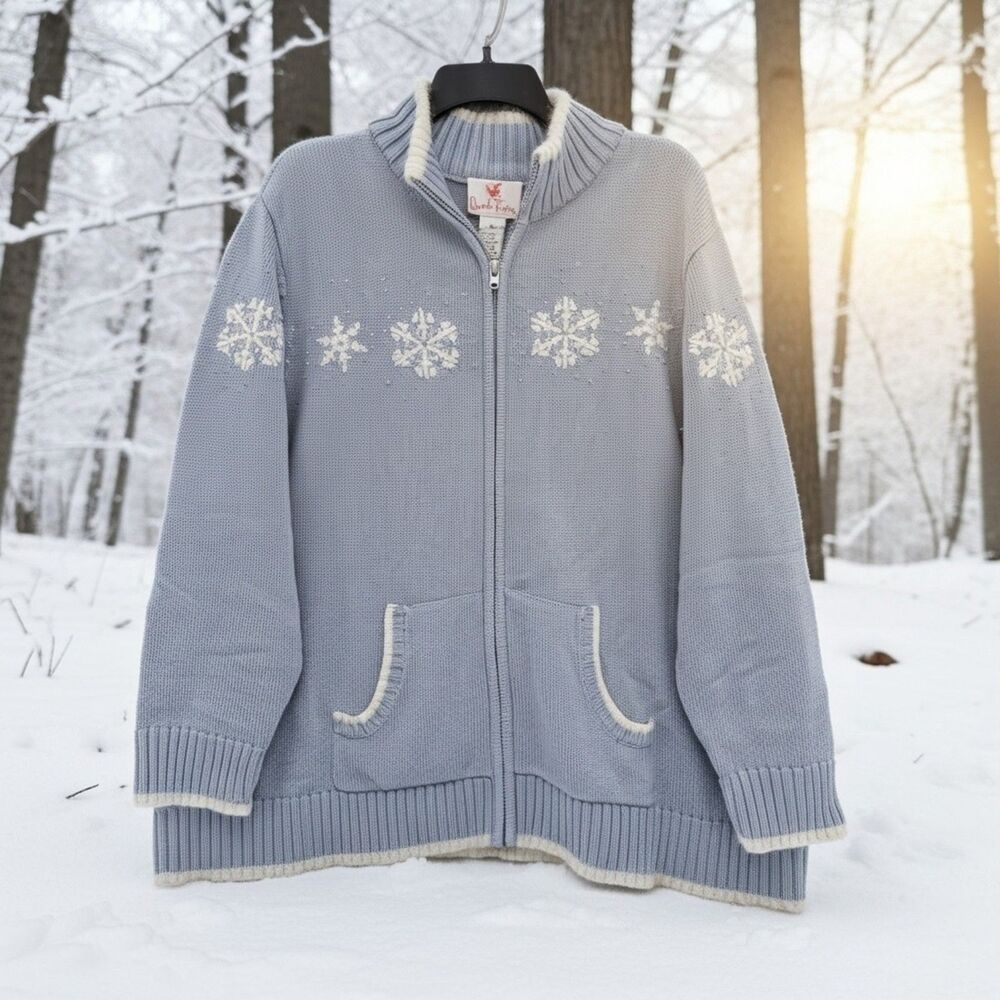 Angora Blend Full Zip Winter Cardigan Knit Embroidered 3XL Quacker Factory Soft